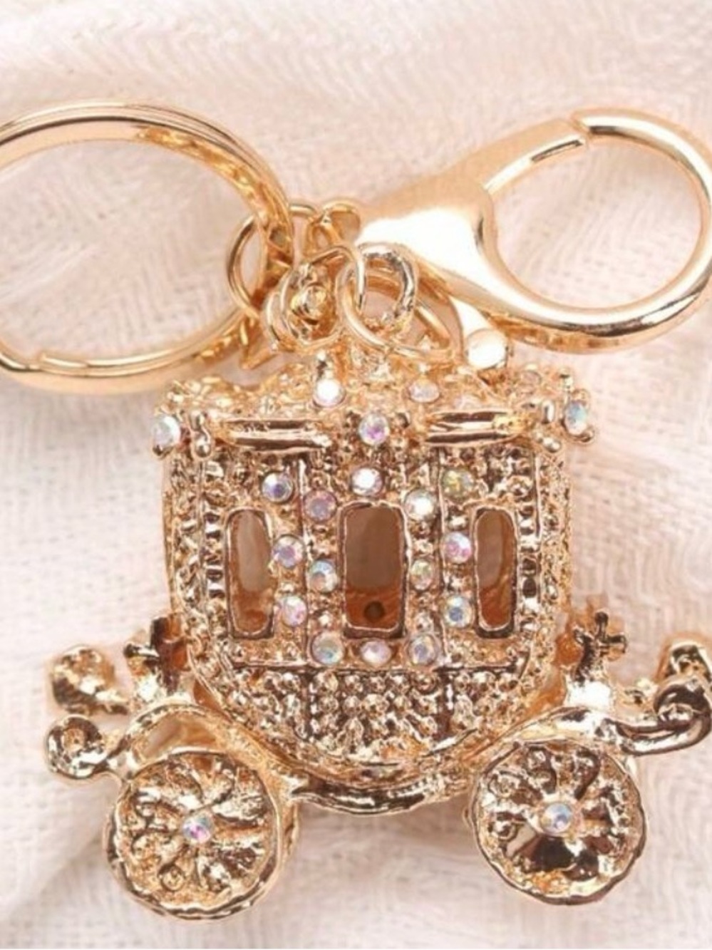 Rhinestone Cinderella Carriage  Bag or Keychain Charm.    NEW